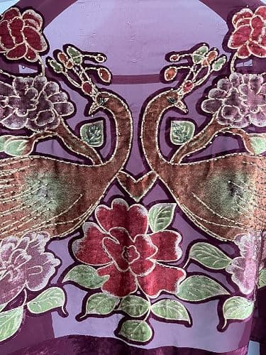 Peacock Velvet Shawl with Fringe Beaded Shawl for Women Peacock scarf Handmade Beading Indian Wraps for wome Tassel thumbnail 4