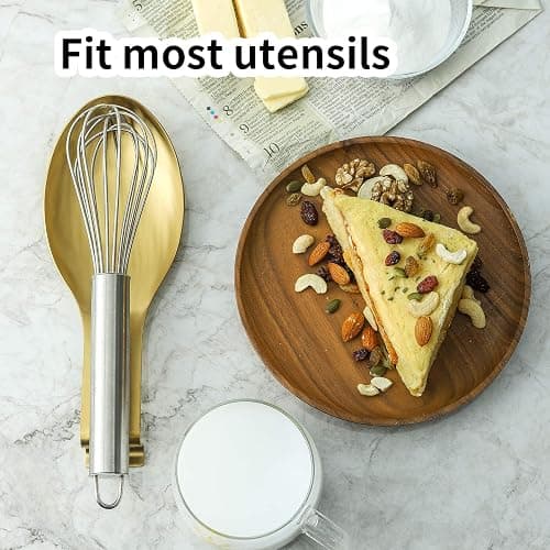 BETTWILLGold Spoon Rest for Kitchen Counter, Stainless Steel Spoon Holder for Stove Top, Spatula Ladle Spoon Utensils Holder, Gold Kitchen Accessories, Gold Cooking Utensiles. thumbnail 5