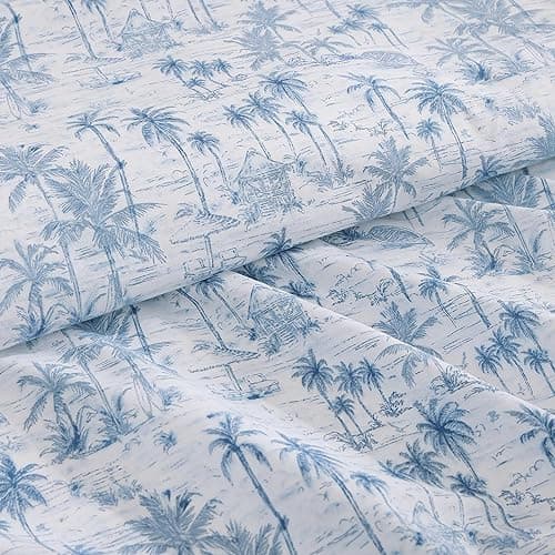 Tommy Bahama - Queen Sheets, Super Soft Cotton Percale Bedding Set with Matching Pillowcases, Crisp & Cool, Coastal Room Essentials (Surfside Blue, Queen) thumbnail 5