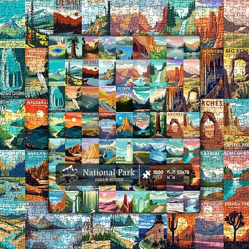 National Parks Puzzle for Adults 1000 Pieces, Travel Poster Landscape Puzzle Including Zion Yellowstone Yosemite, Nature Jigsaw Puzzles Scenery Mountain Scene thumbnail 7