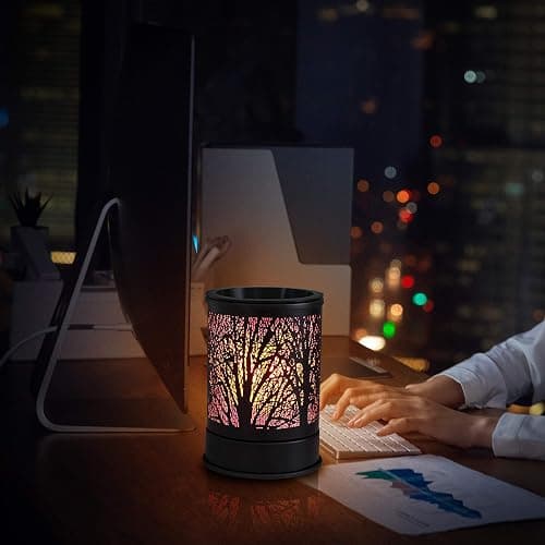 Enaroma Fragrance Wax Melts Warmer with 7 Colors LED Changing Light Classic Black Forest Design Scent Oil Candle Warmer thumbnail 8