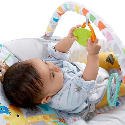 Bright Starts Baby Bouncer Soothing Vibrations Infant Seat - Removable -Toy Bar, Nonslip Feet, 0-6 Months Up to 20 lbs (Safari Fun) thumbnail 8