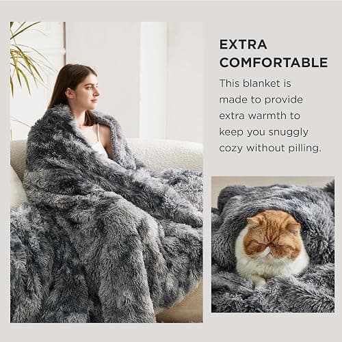 Bedsure GentleSoft Fluffy Fuzzy Faux Fur Throw Blanket for Couch, Soft Sherpa Fleece Cozy Gifts for Women, Plush Bed Blanket Christmas Room Decor for Men, Thick Warm Minky Teen Gifts Winter Bedding thumbnail 4