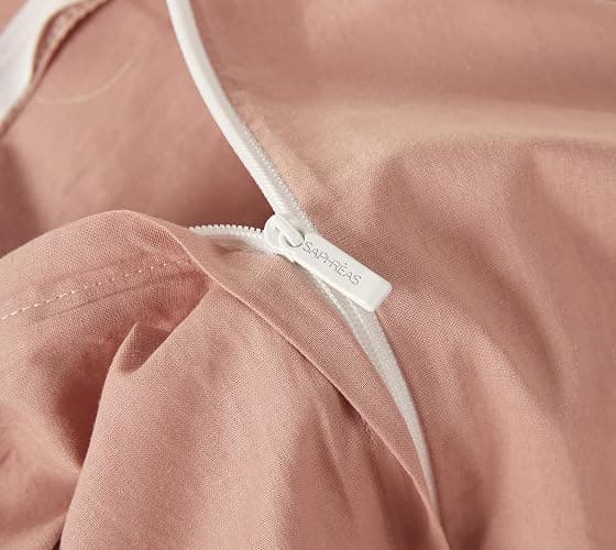 SAPHREAS Dusty Rose Duvet Cover Set 100% Washed Cotton Super King Size 3Pcs 8 Corner Ties Modern Solid Bedding Soft 1 Duvet Cover with Zipper 2 Pillow Shams, Comforter Not Included thumbnail 8