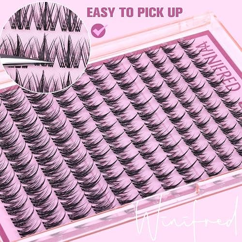 Winifred Fairy Lash Clusters Wispy Eyelash Clusters 10-14mm Cluster Eyelash Extensions Natural Invisible Clear Band Lashes Clusters Spiky Anime Lash Extension Natural Look Manga Individual Lashes thumbnail 7