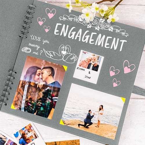 Bstorify Square Scrapbook Photo Albums 80 Pages (11 x 11 Inch) Grey Thick Paper, Hardcover, Ribbon Closure - Ideal for Your Scrapbooking Albums, Art & Craft Projects (Grey, 11 x 11 Inch) thumbnail 7