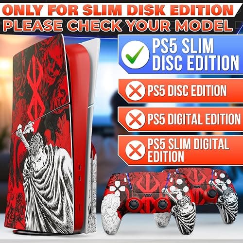 PS5 Slim Skin Anime with PS5 Controller Skin Anime Style Set - Dark/Red Warrior HD Print with Matte Finish, Cool Design & Precise Fit - Scratch-Resistant PlayStation 5 Skins for Console & Controllers thumbnail 6
