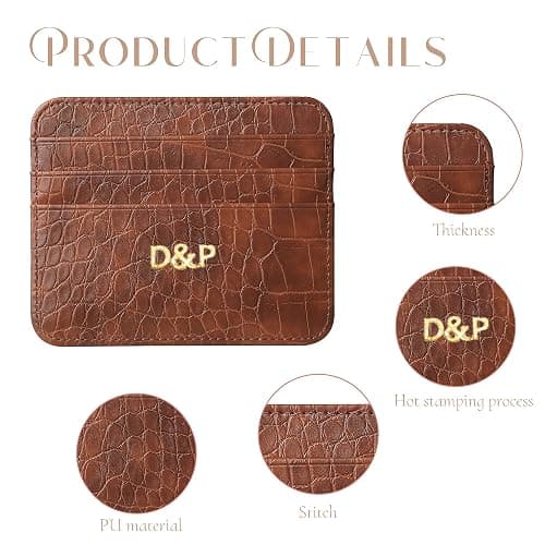 DJAFS Personalized Gold Silver Initial letters Credit Card Holder Wallet for women, Cute PU Leather Ultra Minimalist Wallet, Thin Slim Card Case Protector, Business Front Pocket Wallets for Men thumbnail 3