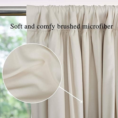 Homechoice Decor Thermal Insulated Window Curtains, 54" W x 84" L (Pair) | Camel Boho Ruched Blackout Window Treatments with 3 Rows of Butterfly Flowers, Rustic Rod Pocket Drapes for Room (LQ-30) thumbnail 3