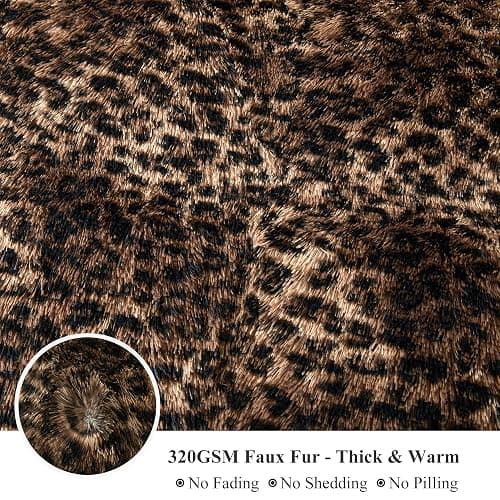 XeGe Fluffy Faux Fur Cheetah Print Pillowcases, Set of 2 Plush Fuzzy Leopard Print Long Bed Pillow Covers, 20x26 Shaggy Furry Pillow Shams with Zipper Bed Couch Sofa, Brown and Black, Standard Size thumbnail 6