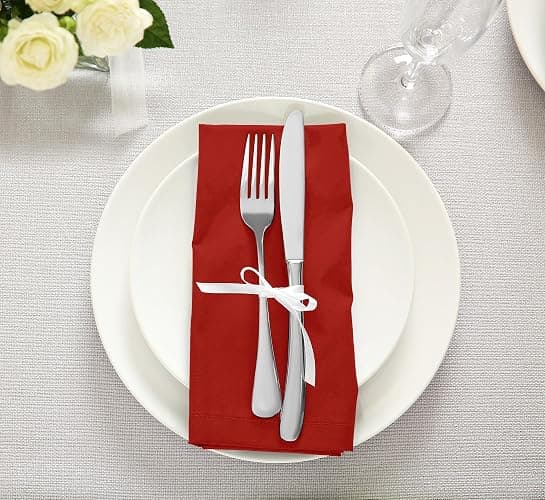 Utopia Kitchen Red Cloth Napkins [12 Pack, 18x18 Inch] Absorbent Cotton Blend Washable and Reusable for Dinner, Restaurant, Lunch, Wedding and Hotel thumbnail 6