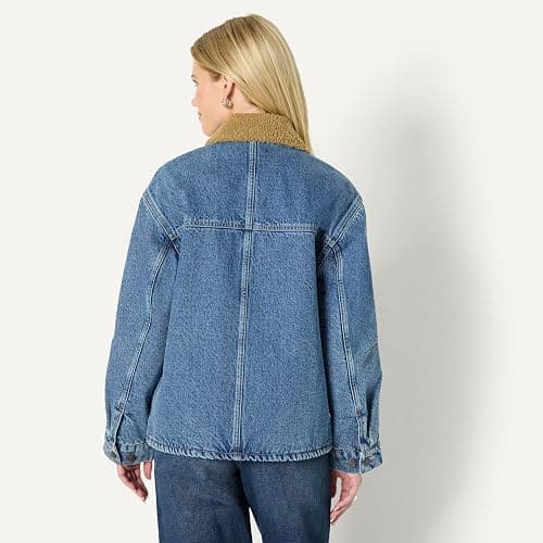 Amazon Essentials (Demi's Pick) Women's Oversized-Fit Faux-Shearling Lined Denim Jacket thumbnail 3