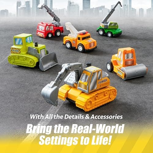 JOYIN 18 Pcs Pull Back City Cars and Trucks Toy Vehicles Set, Friction Powered Cars Toys for Toddlers, Kids Stocking Stuffers, Treasure Box Gifts for Classroom, Christmas Great Gifts for Grandkids thumbnail 4