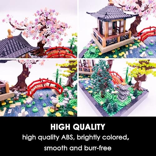 Alizdd Micro Building Blocks Sets，Chinese Zen Garden Architecture and Cherry Blossom Bonsai Tree Building Toys for Adults，Japanese Sakura House Model，Creative Mini Bricks Gift for Kids 14+，2280 PCS thumbnail 4