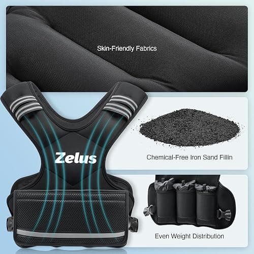 ZELUS Weighted Vest for Men and Women | 4-10lb/11-20lb/20-32lb Vest with 6 Ironsand Weights for Home Workouts | Adjustable Body Weight Vest Exercise Set for Cardio and Strength Training thumbnail 5