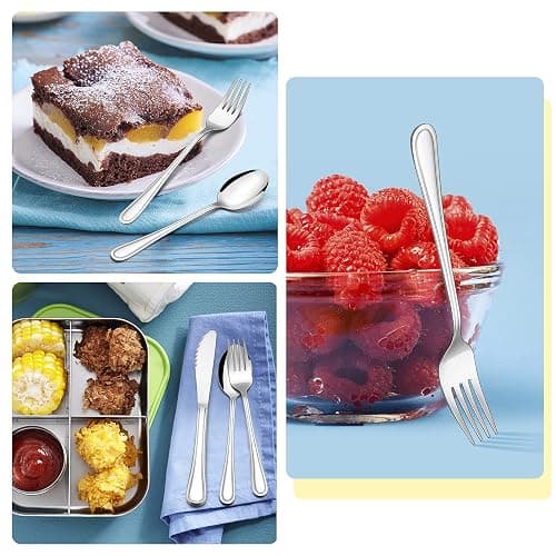E-far 12-Piece Kids Silverware, Stainless Steel Toddler Kids Utensils Safe for Preschooler/Children, Includes 4 Forks 4 Spoons 4 Knife, Slimline Adult Look & Small Size, Rust Free & Dishwasher Safe thumbnail 4