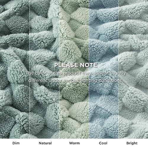 Bedsure Queen Size Blanket for Bed - Soft Fleece Checkered Blankets, Warm Cozy Thick Fluffy Fuzzy Plush Gifts for Women Girls, Fall Living Room Home Decor, Sage Green，90x90 thumbnail 8