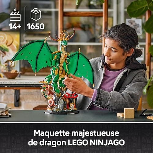 LEGO Ninjago Le Dragon Gardien - Maquette de Figurine de Dragon Articulée - Minifigurine de Maître WU & Présentoir Pittoresque Imitation Roche - Cadeau pour Garçon dès 14 Ans 71847 thumbnail 4