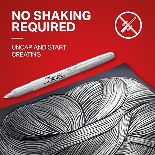 Sharpie Metallic Permanent Markers, Fine Point, Silver, 2 Count thumbnail 4