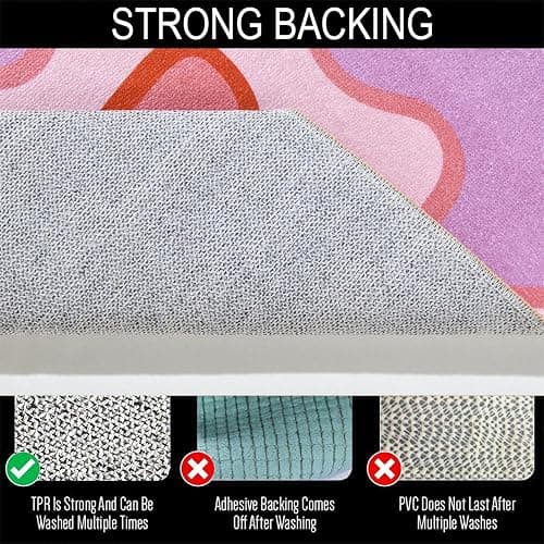 Aldopein Vintage Abstract 4x6 Area Rug Ultra Thin Flatweave Funky Aesthetic Colorful Striped Bedroom Rug Washable Throw Carpet for Kitchen Entryway Nursery Living Room, Orange and Blush thumbnail 4