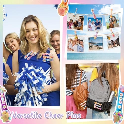 Fayoo 50 Pack DIY Cheer Pin Kit - 50 pcs Wooden Clothes Pins, U ATE Beads, Cheer Spoons and Charms for Pep Rally Cheerleader Gifts Team Spirit Gifts for Sports, Volleyball (Macaron Color) thumbnail 5