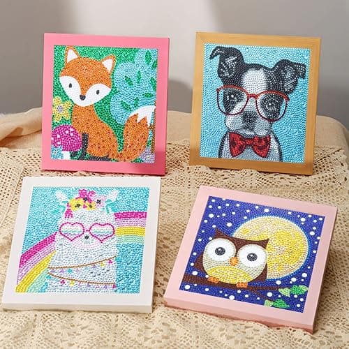 CHWGLFGG 6 Pack 5D Diamond Painting Kits for Kids Beginners, Full Drill Cute Animals Diamond Art Kits, DIY Big Gem Art for Children Ages 6-7-8-9-12, Home Wall Decor 6x6 Inch thumbnail 2