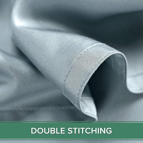 Pure Bamboo Queen Sheets, Genuine 100% Organic Viscose Derived from Bamboo Bed Sheet Set, Luxuriously Soft & Cooling, Double Stitching, 2 Year Quality Promise (Queen, Sterling Blue) thumbnail 8