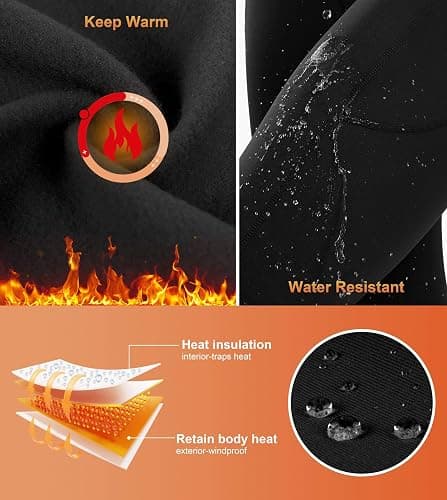 SANTINY Women's Fleece Lined Winter Leggings Water Resistant High Waisted Thermal Hiking Running Warm Pants Women Pockets thumbnail 4