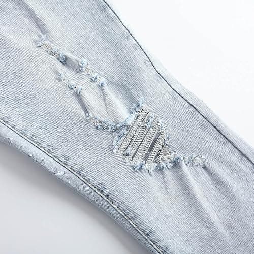 THUNDER STAR Womens Stretchy Mid Rise Flare Jeans Distressed Denim Bell Bottom Pants thumbnail 5