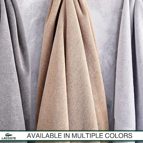 Lacoste Heritage Supima Cotton 6-Piece Towel Set, 2 Bath Towels, 2 Hand Towels, 2 Washcloths, White – Highly Absorbent & Quick Drying, Bathroom Essential, Machine Washable thumbnail 8