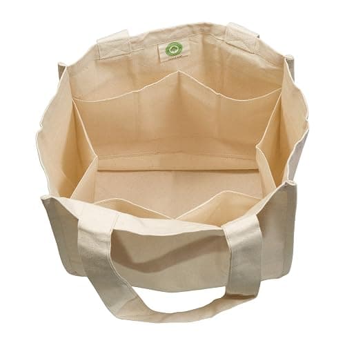 Best Canvas Grocery Shopping Bags with Handles and Bottle Sleeves - Organic Cotton, Washable and Eco-friendly Cloth Grocery Totes - Reusable Shopping Grocery Bags (3 Bags) thumbnail 3