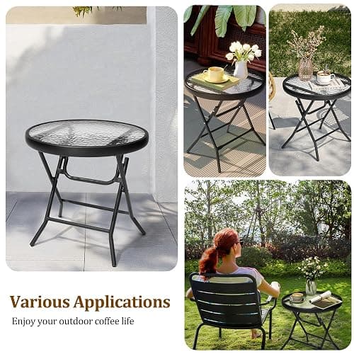 JOINHOM Outdoor Side Table - Small Patio End Table All Weather, Patio Furniture Sets and Outside Furniture for Pool, Balcony, Deck, Porch, Black thumbnail 7