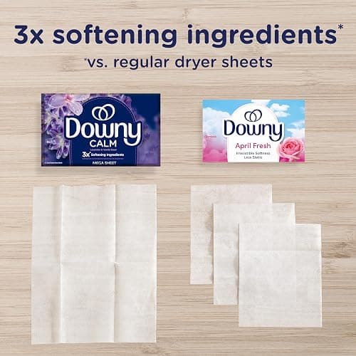Downy Calm Mega Dryer Sheets, Large Fabric Softener Sheets for Laundry , Static Guard & Softness Boost, Laundry Dryer and Fabric Sheets, 180 Count thumbnail 5