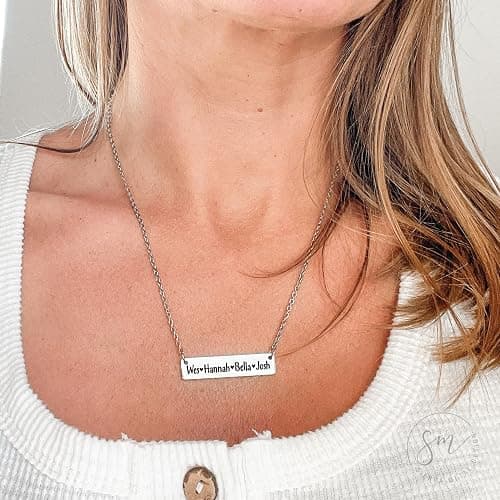 Emily Bar Necklace Kid Names Mom Necklace Personalized for Mom Mother's Day Jewelry Mother's Day Gift Personalized Names Children Names Emily Brooklyn EMILY-BAR thumbnail 7