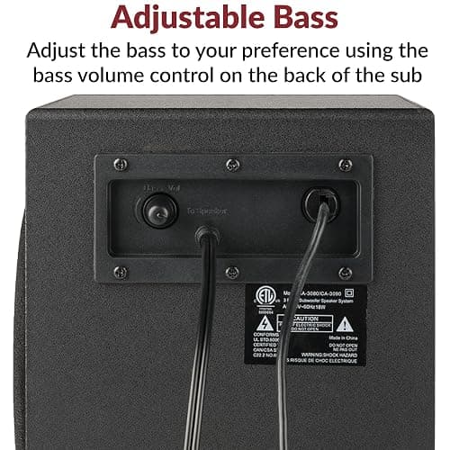 Cyber Acoustics CA-3090 2.1 Speaker System with Subwoofer with 18W of Power – Easy Setup and Convenient Controls, Great for Music, Movies, and Gaming thumbnail 6