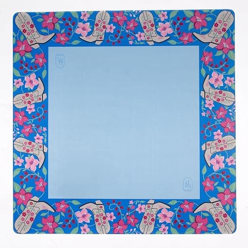 Hutch & Nook Mahjong Mat | 33" Non-Slip Card Table Cover | Decorative Game Mat for Mahjong Set, Dominoes, Poker & More (Blue Cowboy Boot) - Image 1