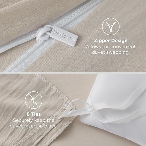 Bedsure Oversized King Duvet Cover - 3 Pieces Prewashed Cotton-Like Polyester Extra Soft Bedding Set, Includes 1 Duvet Cover 120x98 Inches with Zipper Closure & 2 Pillow Shams, Linen, No Comforter thumbnail 6