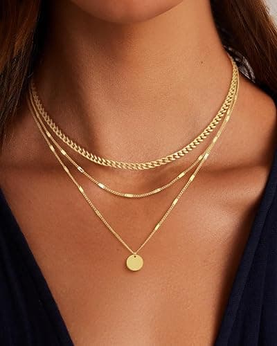JECOMY 14K Gold Plated Layered Necklaces For Women Gold Necklace Set, Cuban Link, Snake Chain, Paperclip Layered Chains, Twisted Rope and Twisted Chain, Trendy Layering Necklace thumbnail 3