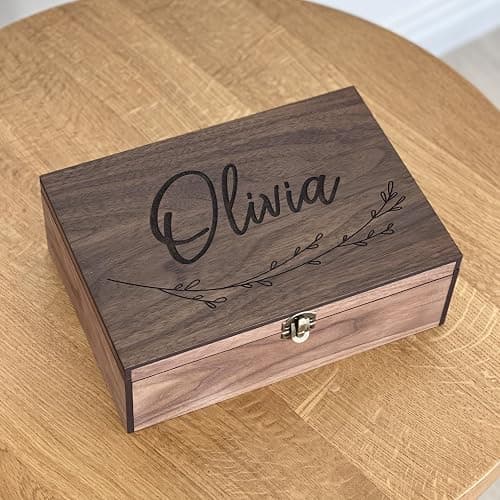 Wooden Keepsake Memory Decorative Box - Personalized Christmas Gift for Wedding, Men, Mens, Kids for Keep Memories for Him Her Boyfriend Girlfriend Brother Sister Best friends Couple, Bride, Groom thumbnail 4