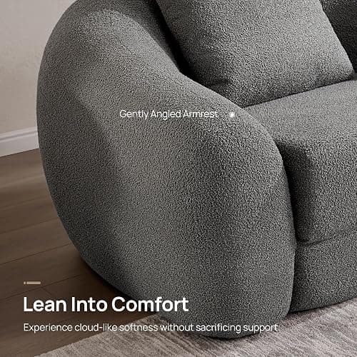 SICOTAS Curved Sofa Couch Bed for Living Room Convertible Futon Cloud Boneless Sleeper Chair Pull Out Floor Couch with Deep Seat Sofa Set Foam No Assembly Required for Bedroom Apartment, Dark Grey thumbnail 6