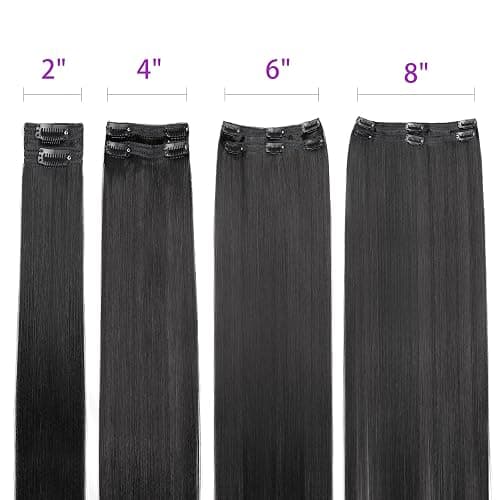 Mihugass Yaki Straight Clip Ins Real Human Hair For Black Women | #1B Natural Color, Clip Ins, Affordable, Natural Texture, Not Flat, Soft, Volume,Easy Install,Daily Wear,14 Inch thumbnail 6