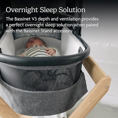 UPPAbaby Bassinet V3 - Compatible with Vista, Cruz, Ridge, Minu Strollers - Overnight Sleep Solution - Mattress, Sheet and Bug Shield Included - Declan (Oat Mélange/Silver Frame) - Declan (Oat Mélange) thumbnail 4