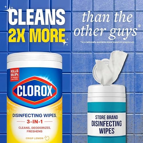 Clorox Disinfecting Wipes Cleaning Variety Pack, 75 Count, 3 Pack | Cleans, Deodorizes and Freshens, Kills 99.9 Percent of Viruses and Bacteria, Bleach Free, Crisp Lemon and Fresh Scent thumbnail 4