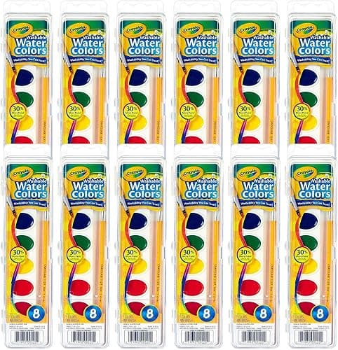 Crayola Washable Watercolor Paint Sets for Kids & Teachers (12ct), Bulk Classroom School Supplies for Preschool & Kindergarten, Wishlist Essentials, Crafting Activities for Toddlers - Image 1