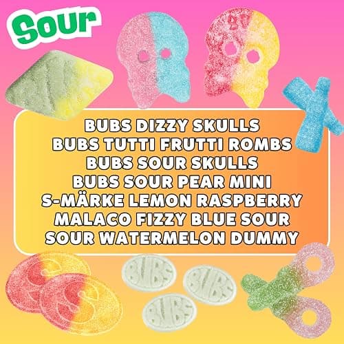 BUBS Swedish Candy Mix 1.5 Pound Bag With 14 Flavor Variety, Sweet and Sour Foam and Gummy Candy - BUBS, Ahlgrens Bilar, S-Märke, Lips and more thumbnail 4