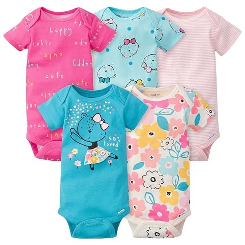 Gerber baby-girls 5-pack Short Sleeve Variety Onesies Bodysuits - Image 1