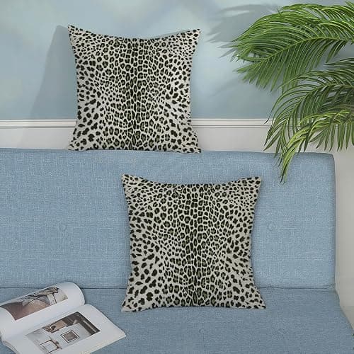 Leopard Pillow Covers 18x18 Pack of 2,Animal Skin Cheetah Print Sage Green Throw Pillow Covers Boho Modern Pillowcase Decoration Farmhouse Decorative Linen Cushion Cover Decor for Home Sofa thumbnail 4