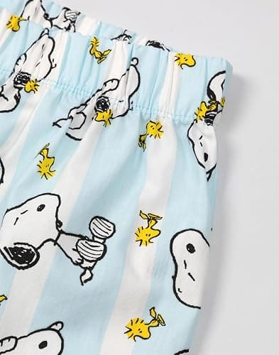 Peanuts Snoopy Women's Cream Short Sleeve Pyjama Set | Blue Lazy Days Shorts with Snoopy and Woodstock Print thumbnail 7