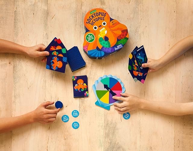 Mudpuppy Socktopus Octopus – 8 Legged Version of Classic Kids Crazy 8’s Memory Game with Color Matching and Pattern Recognition for Children Ages 5 and Up, 2-4 Players thumbnail 2