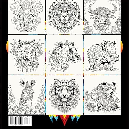 FUN LAVIE Adult Coloring Book - Mandala Animal Designs for Adults Relaxation and Teens Stress Relief, Spiral Bound Coloring Book for Women, Mindfulness Mandalas and Animal Patterns for Anxiety Relief thumbnail 8